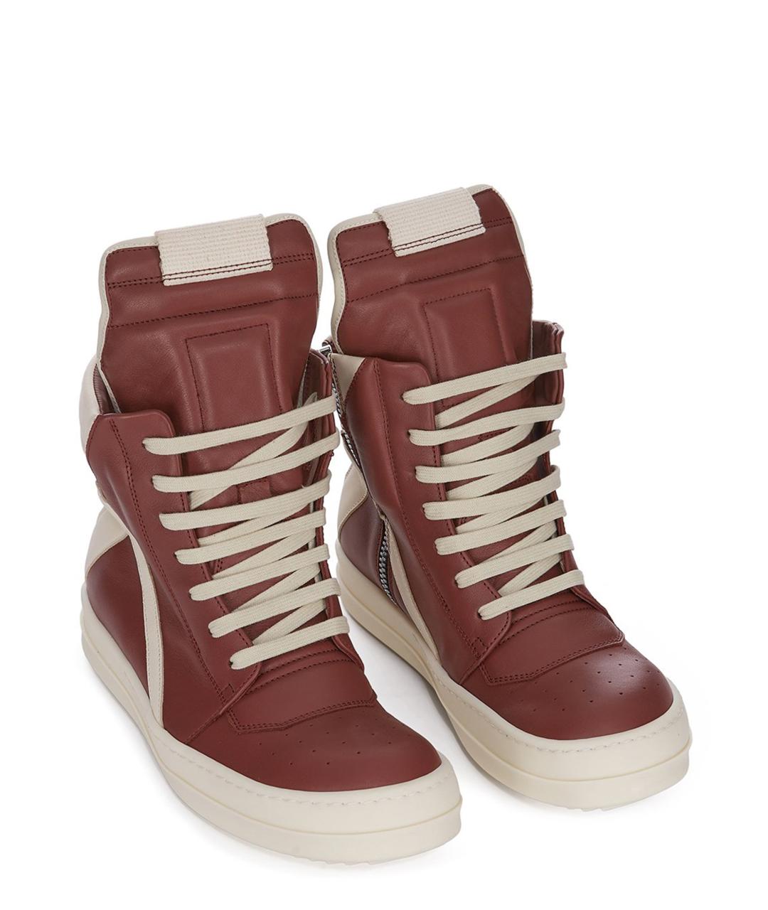 RICK OWENS Коричневые кожаные кеды, фото 2
