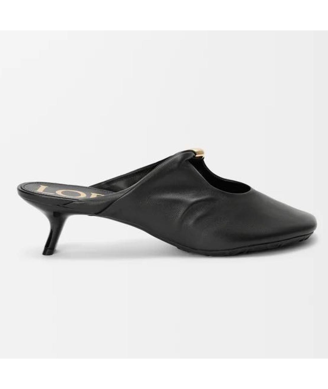 LOEWE Черные кожаные мюли, фото 6