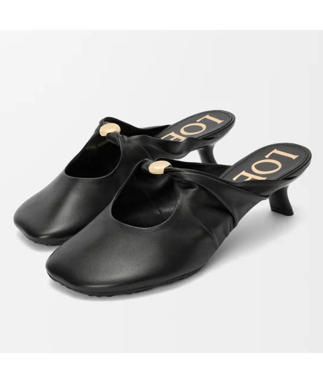 LOEWE Черные кожаные мюли, фото 3