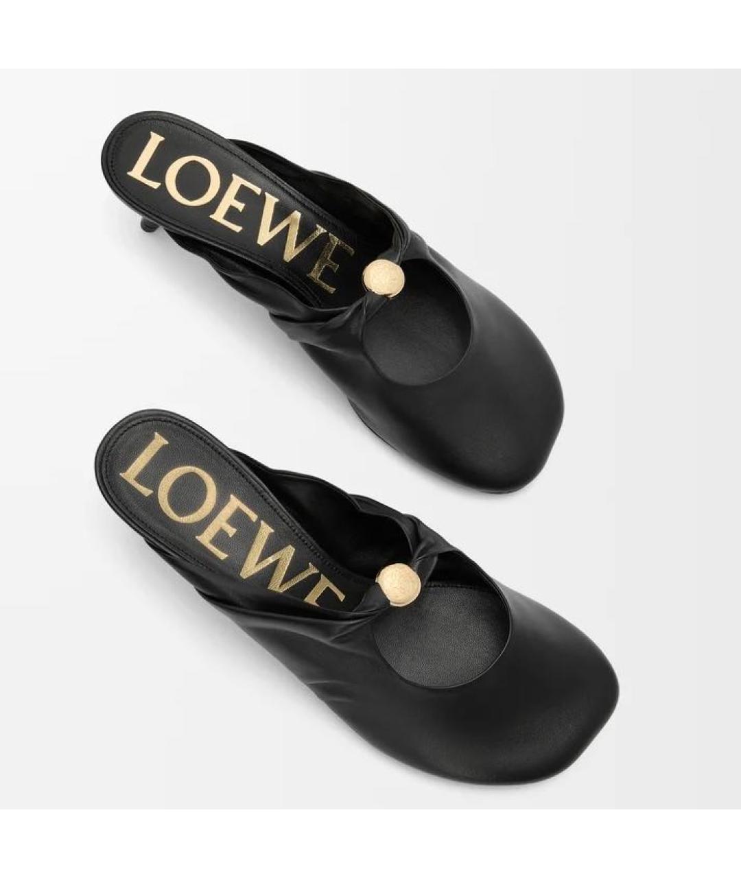 LOEWE Черные кожаные мюли, фото 4