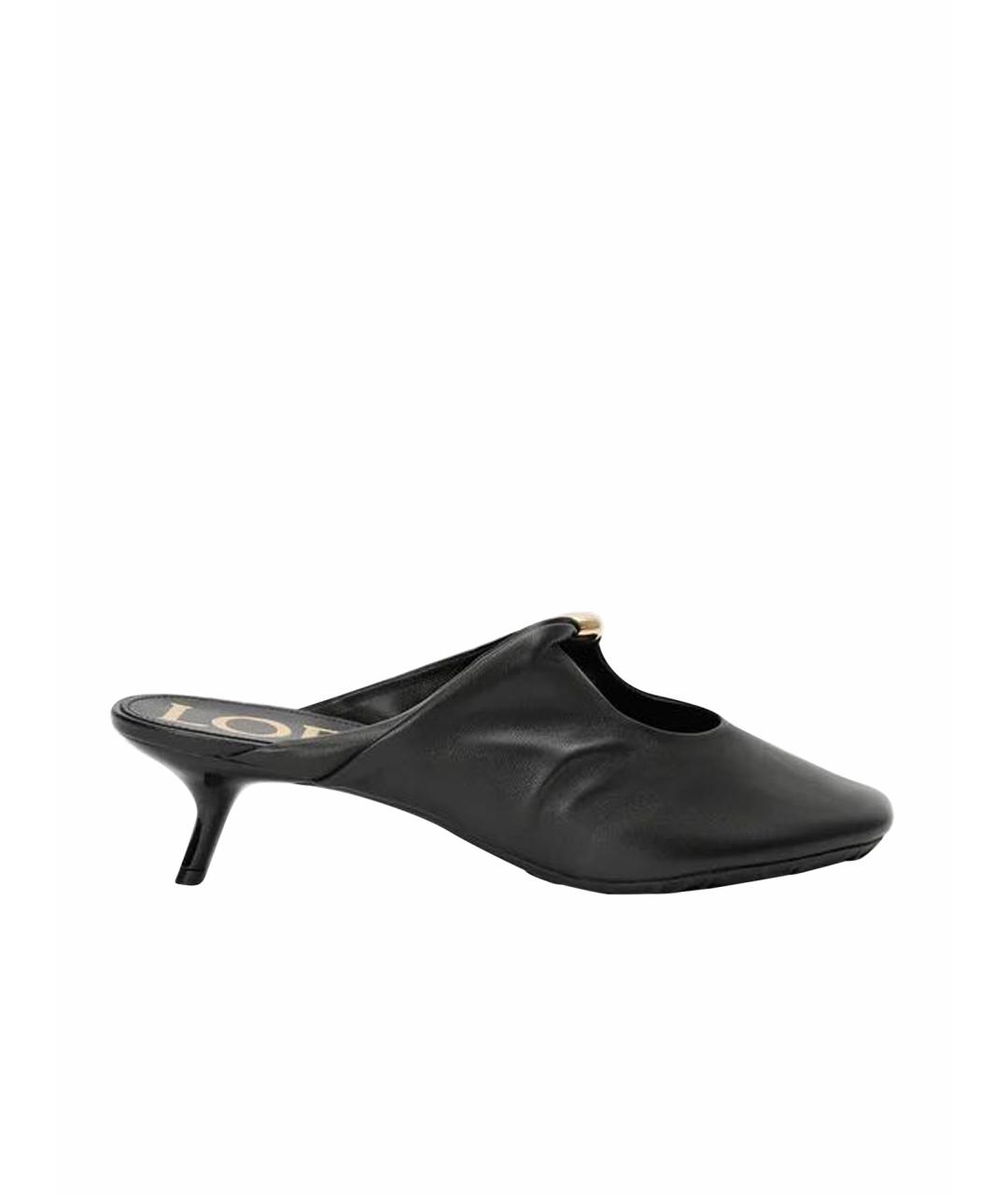 LOEWE Черные кожаные мюли, фото 1