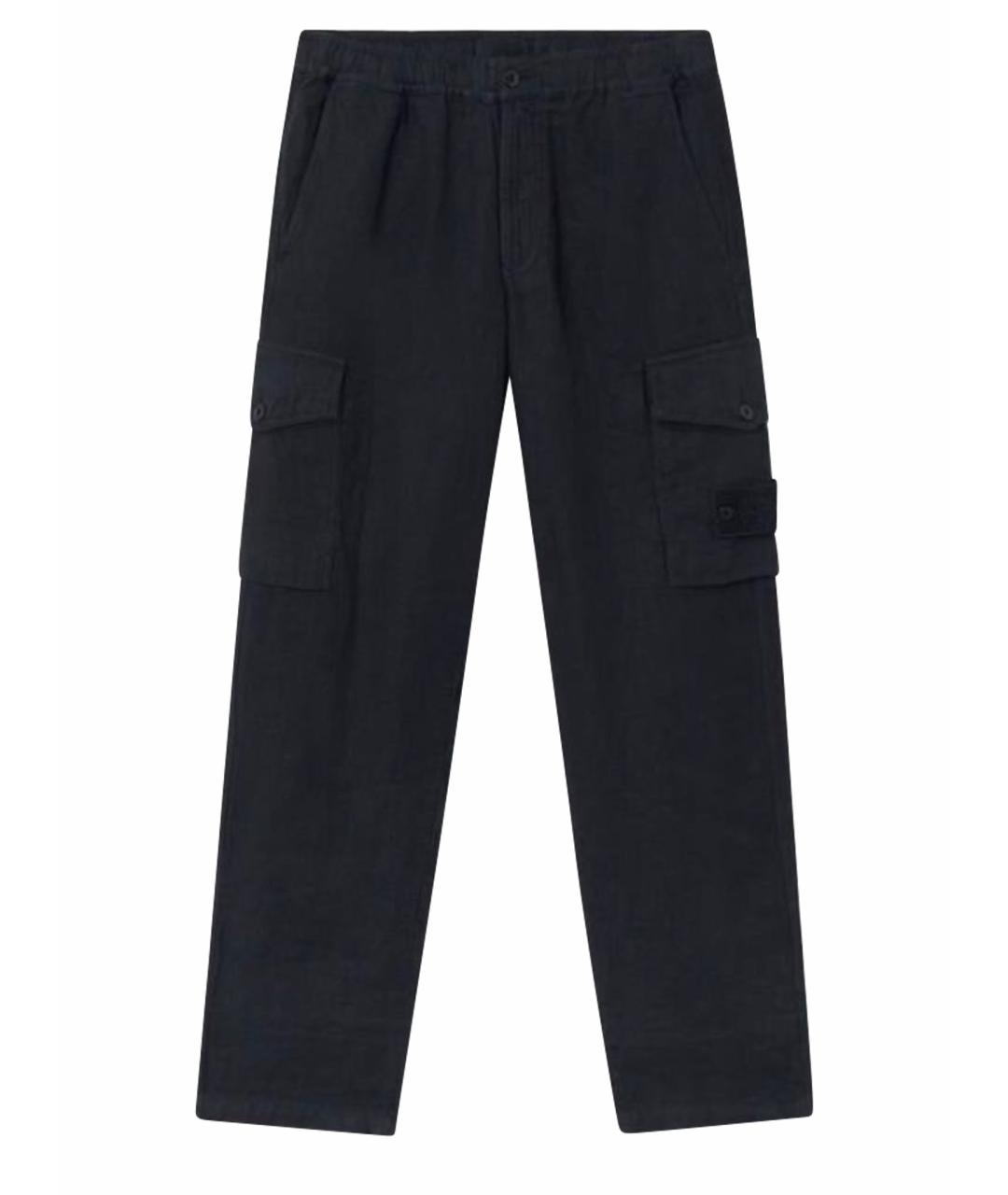 STONE ISLAND Темно-синие льняные повседневные брюки, фото 1