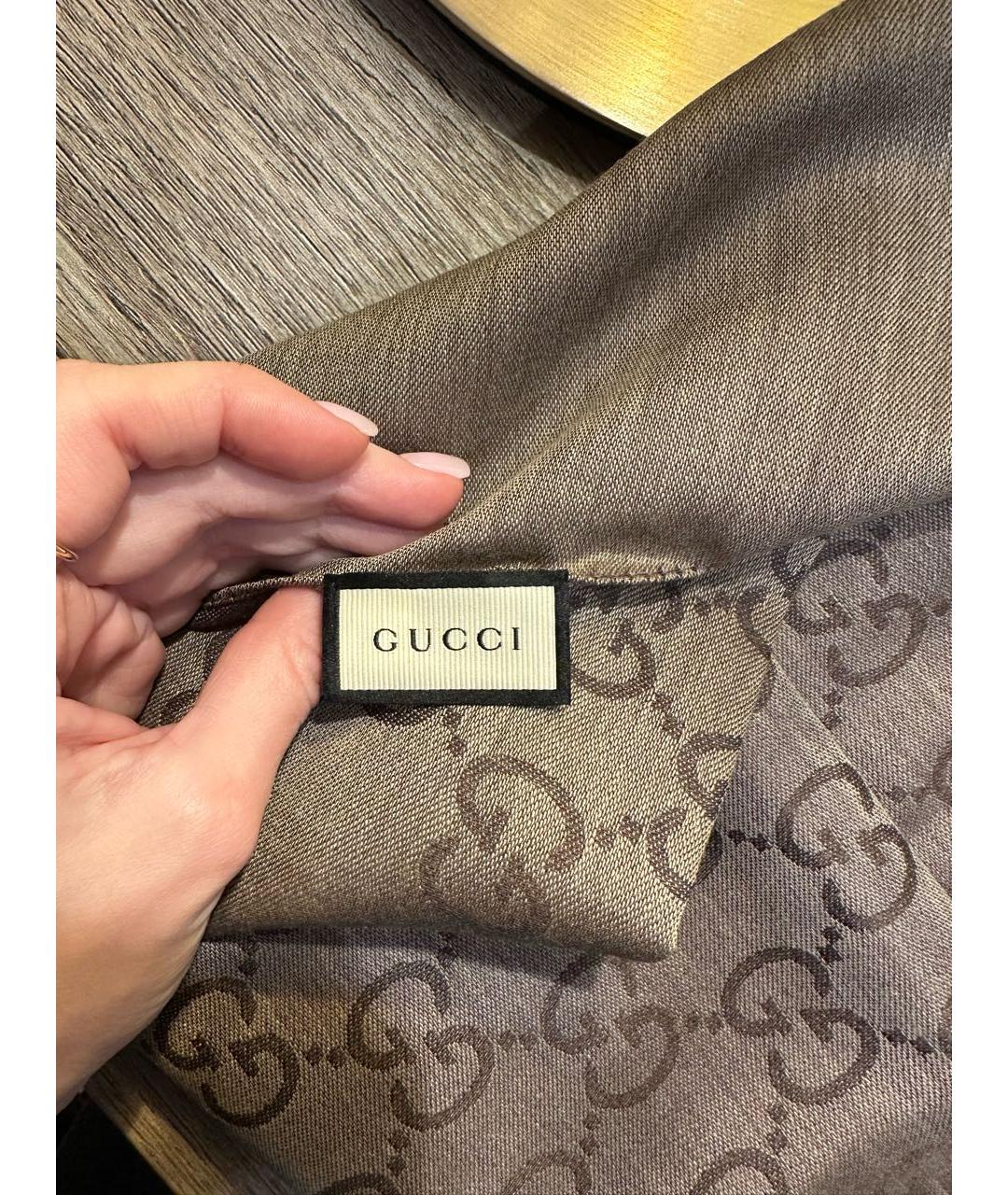 GUCCI Коричневый платок, фото 8