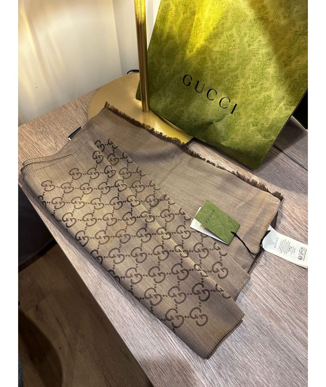 GUCCI Коричневый платок, фото 2