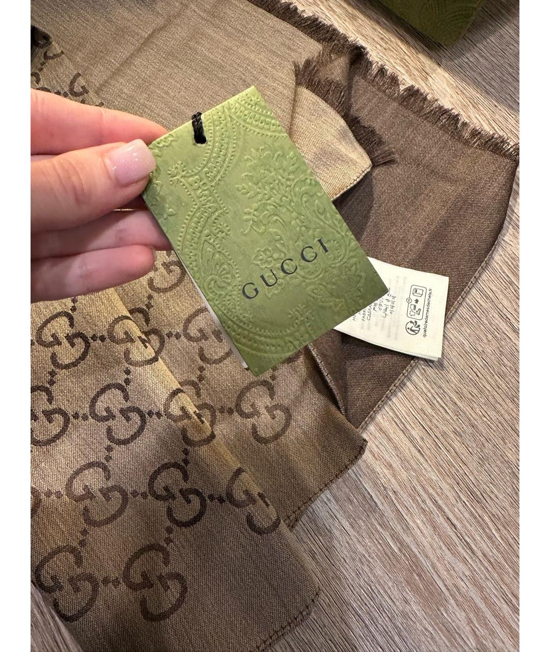 GUCCI Коричневый платок, фото 5