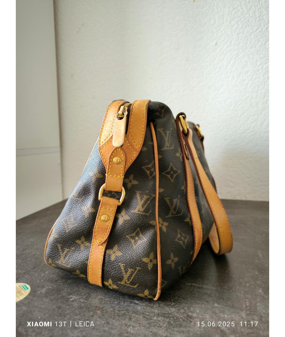 LOUIS VUITTON Коричневая кожаная сумка тоут, фото 7