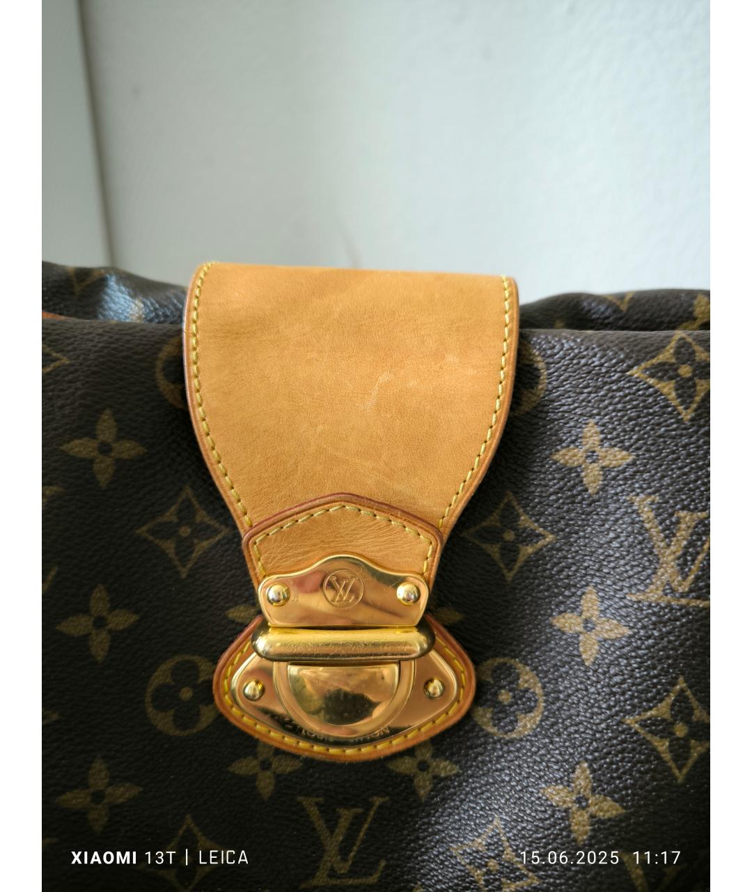 LOUIS VUITTON Коричневая кожаная сумка тоут, фото 9