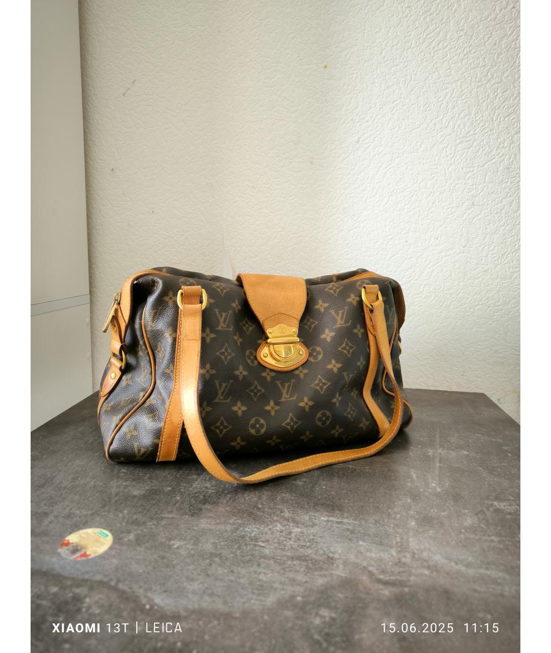 LOUIS VUITTON Коричневая кожаная сумка тоут, фото 10