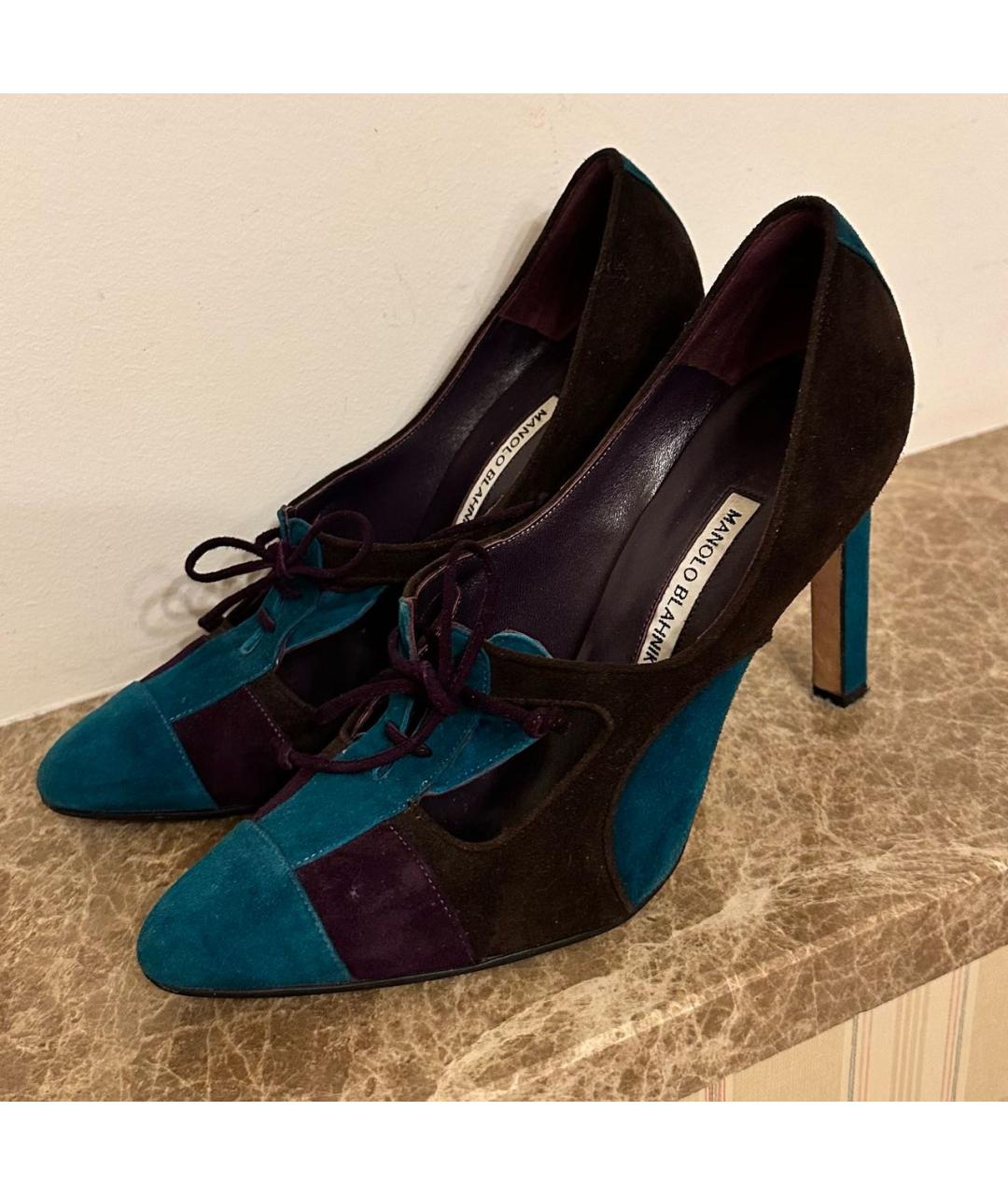 MANOLO BLAHNIK Мульти замшевые туфли, фото 4