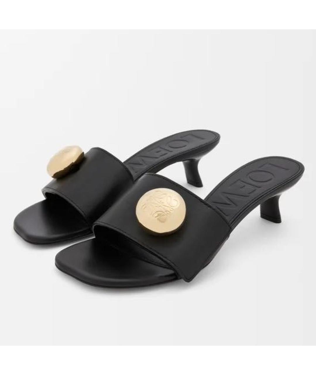 LOEWE Черные кожаные мюли, фото 3