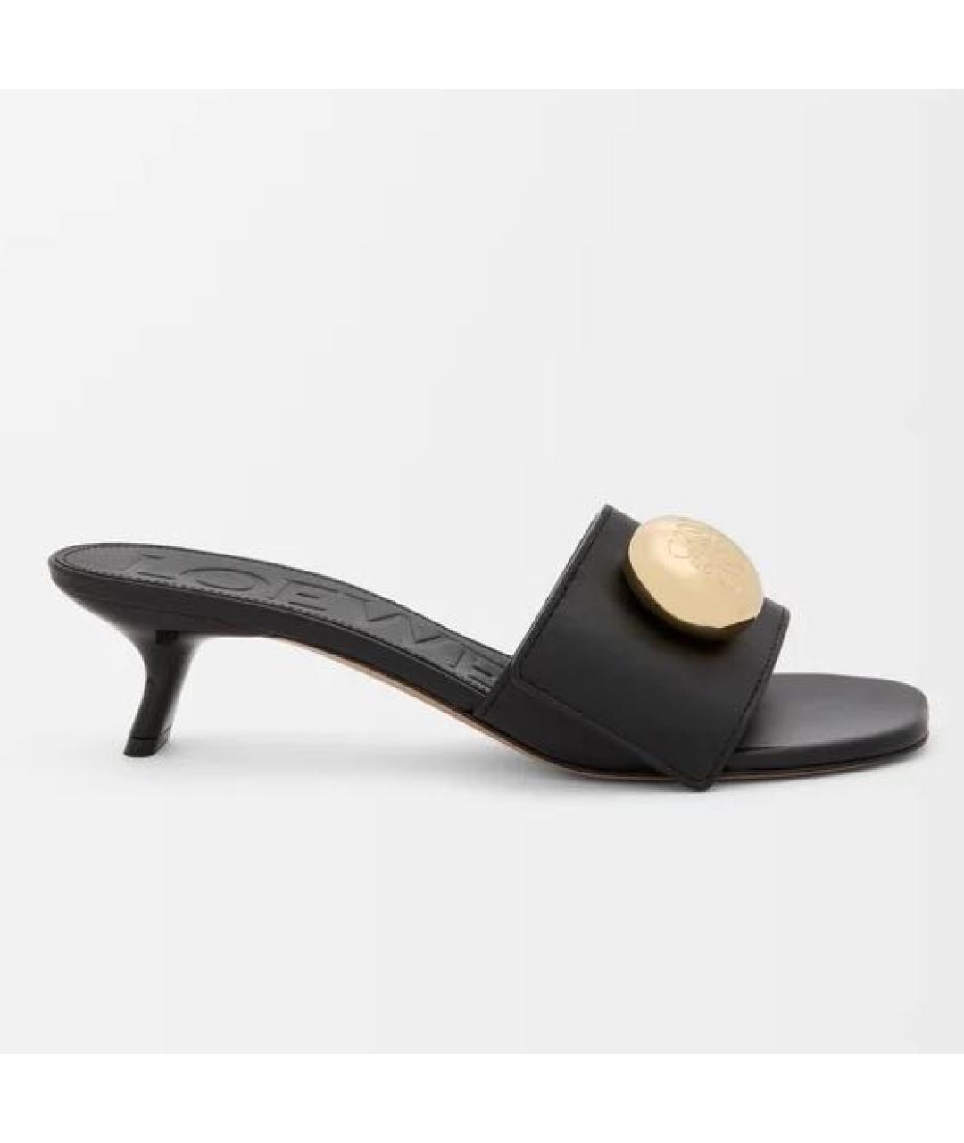 LOEWE Черные кожаные мюли, фото 6