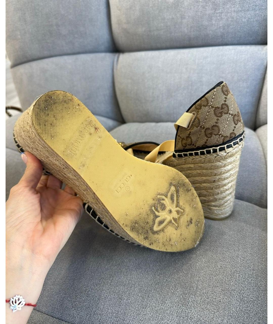 GUCCI Бежевые босоножки, фото 4