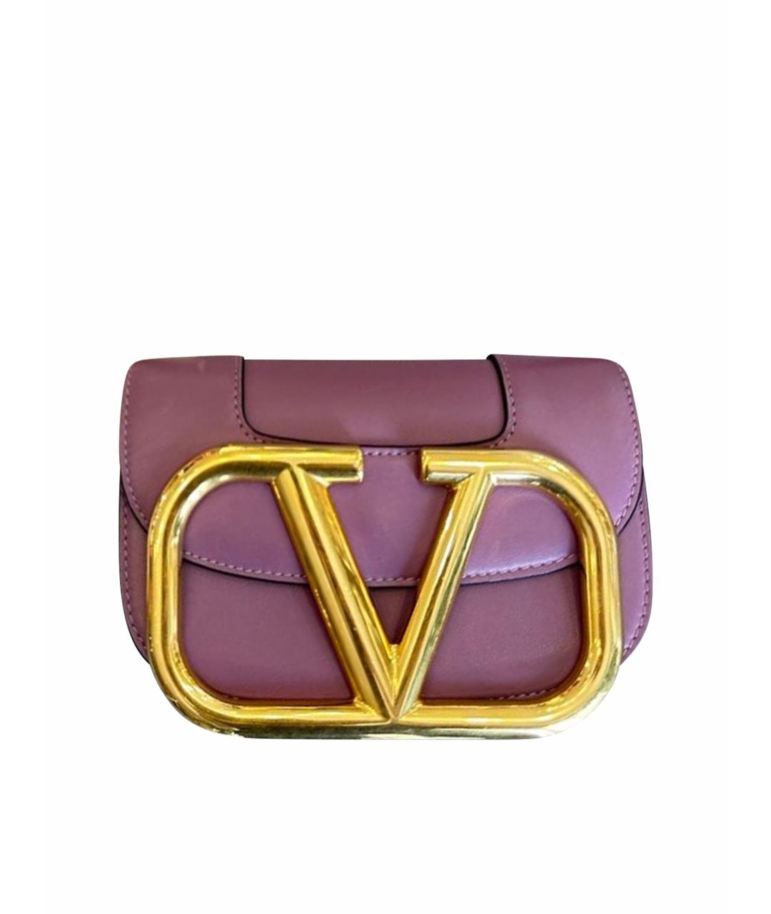 VALENTINO Фиолетовая кожаная сумка через плечо, фото 1