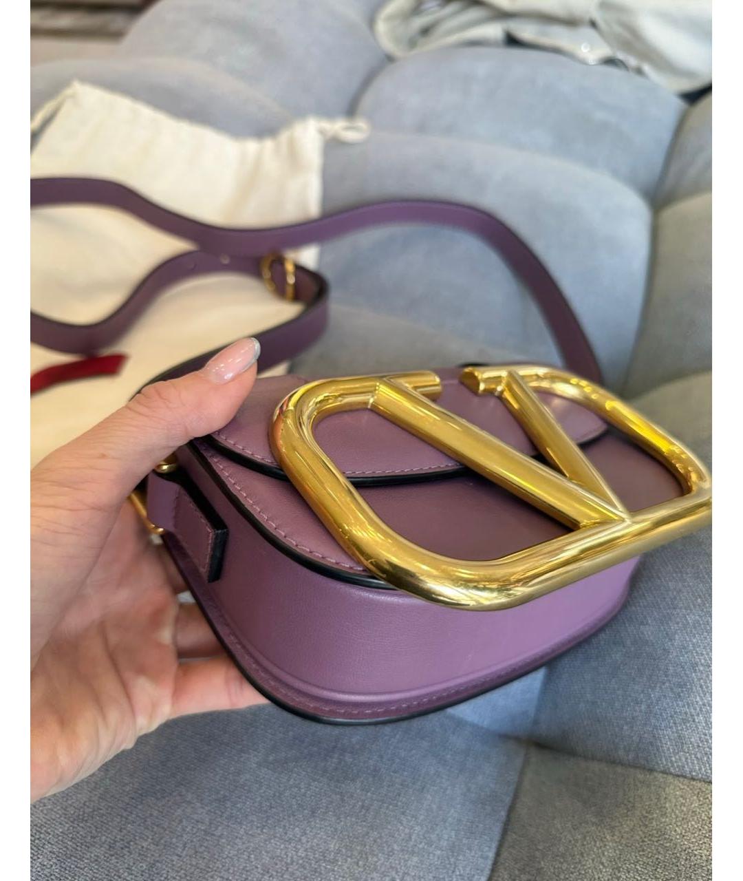 VALENTINO Фиолетовая кожаная сумка через плечо, фото 3