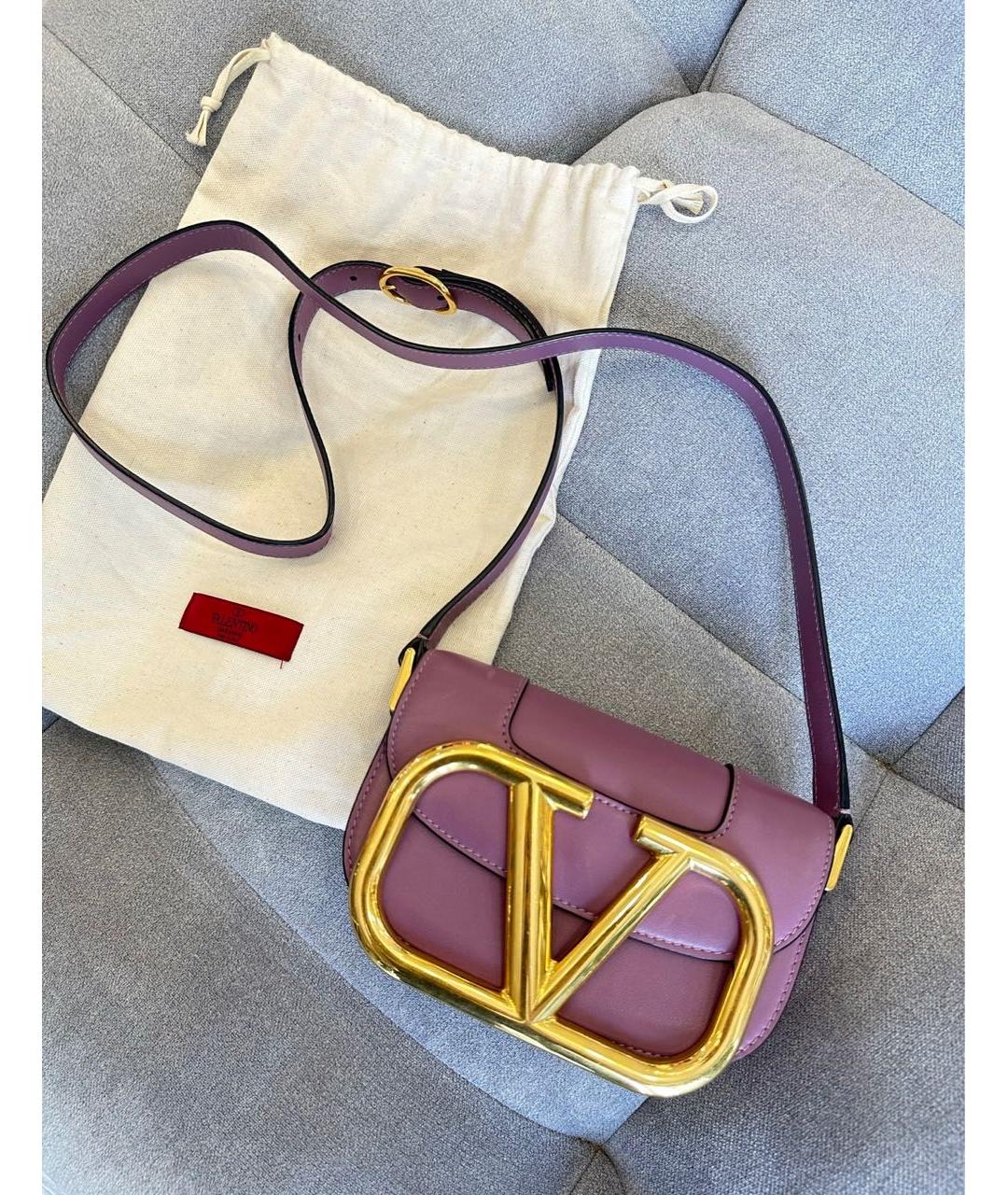 VALENTINO Фиолетовая кожаная сумка через плечо, фото 8