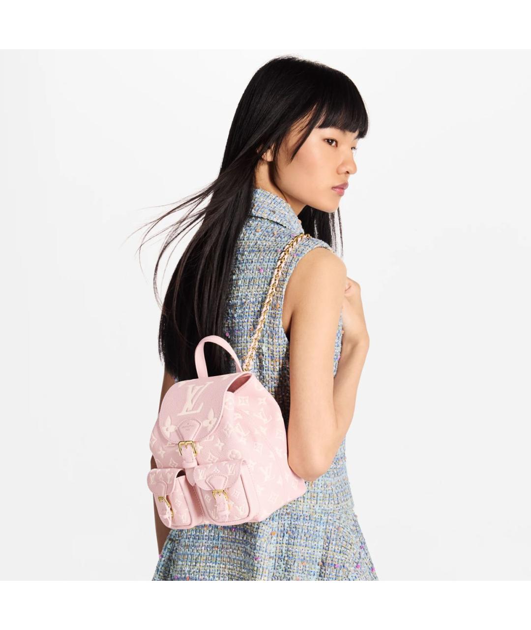 LOUIS VUITTON Розовый кожаный рюкзак, фото 6
