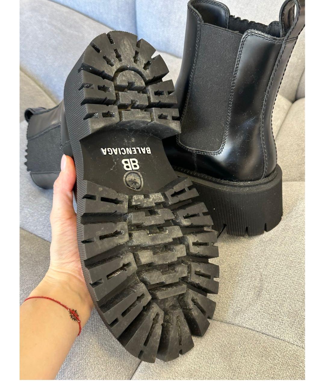 BALENCIAGA Черные кожаные ботинки, фото 4