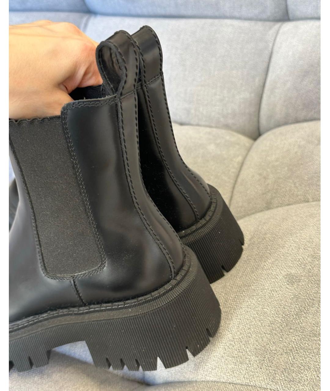 BALENCIAGA Черные кожаные ботинки, фото 3