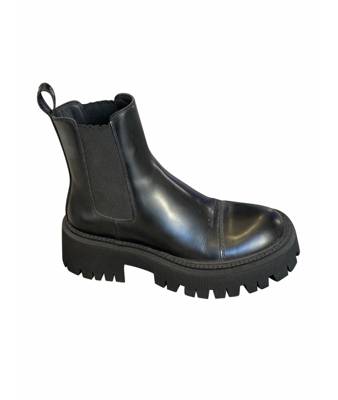 BALENCIAGA Черные кожаные ботинки, фото 1