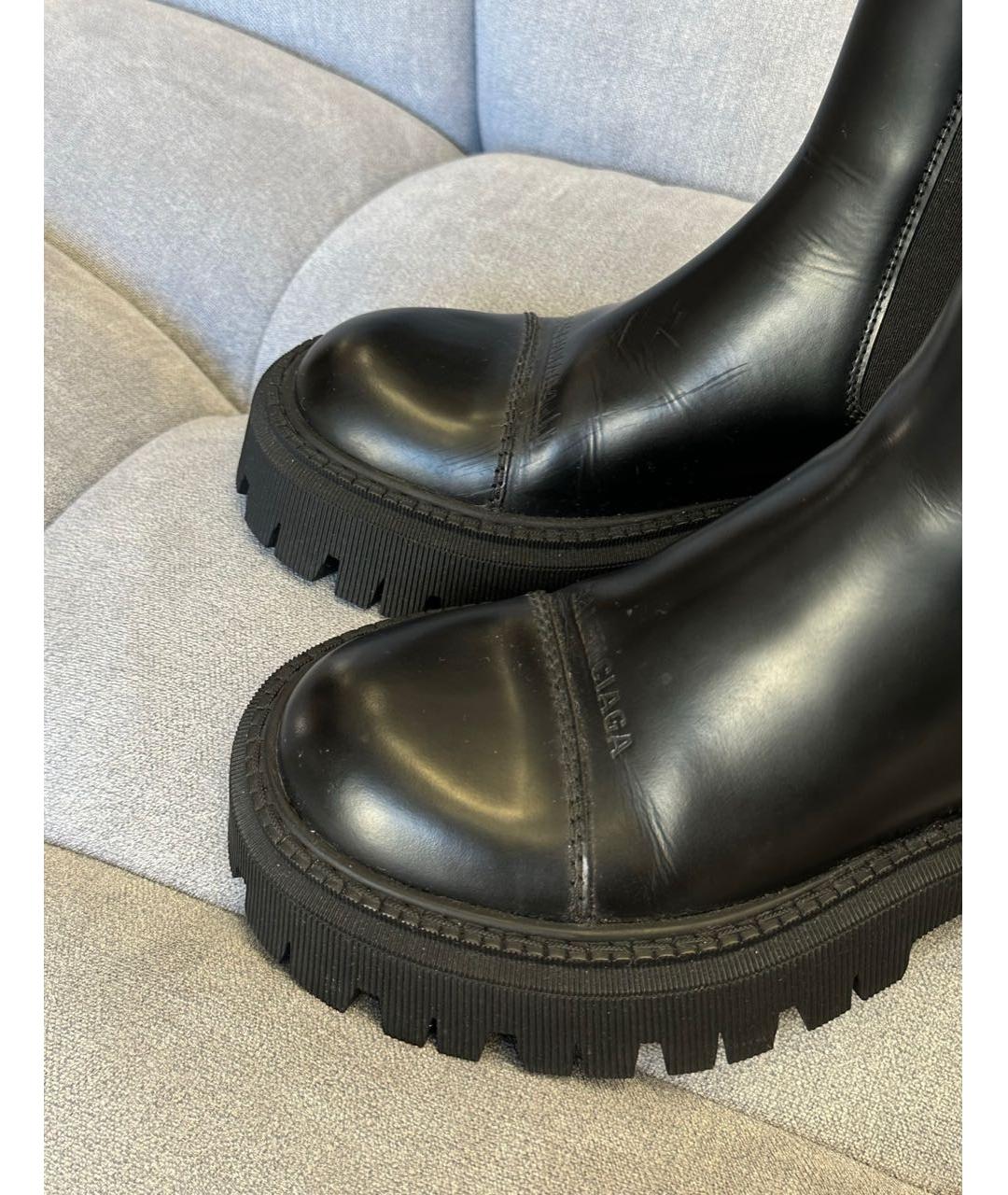 BALENCIAGA Черные кожаные ботинки, фото 2