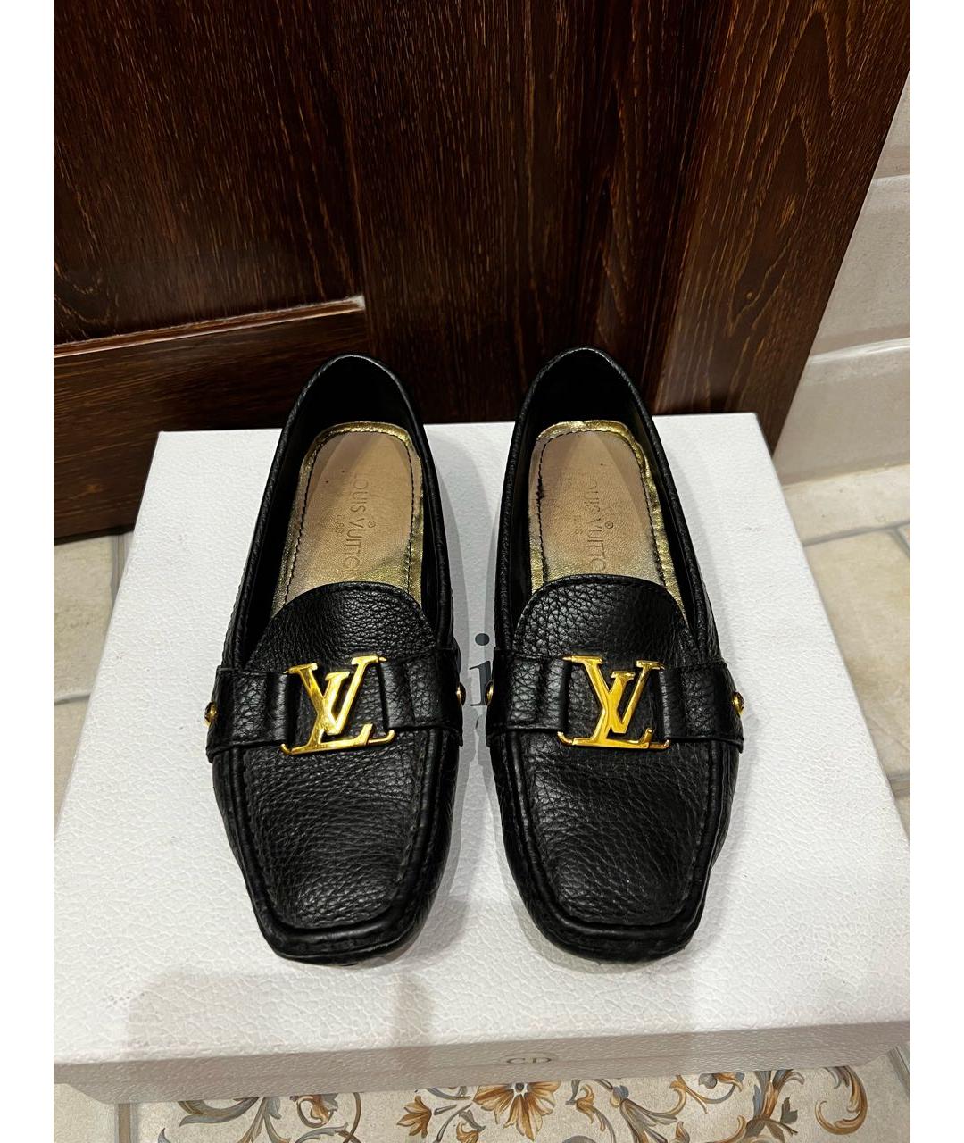 LOUIS VUITTON Черные кожаные мокасины, фото 3