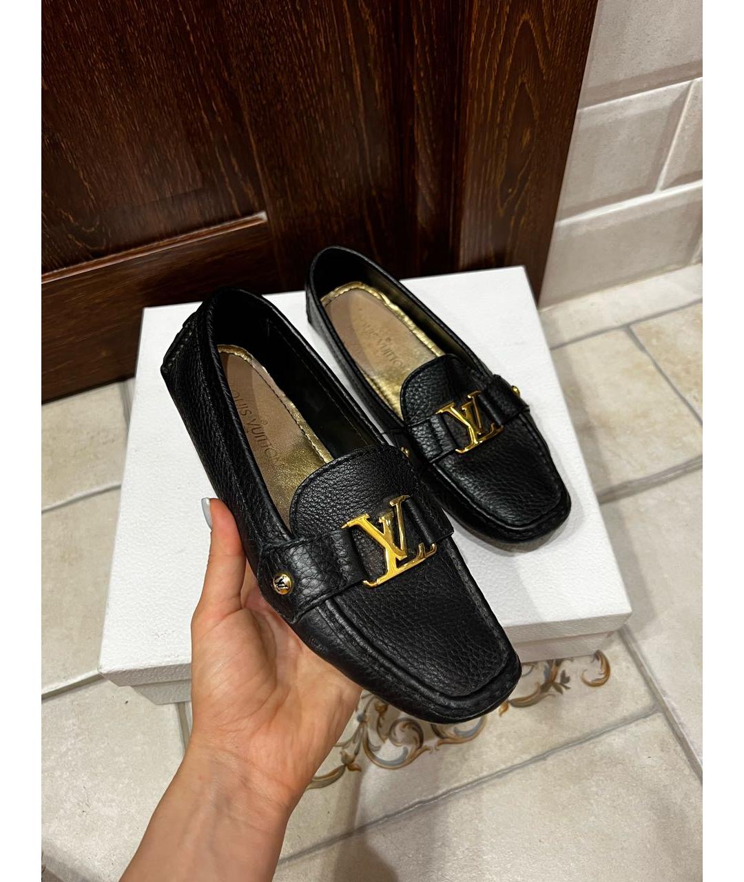 LOUIS VUITTON Черные кожаные мокасины, фото 2