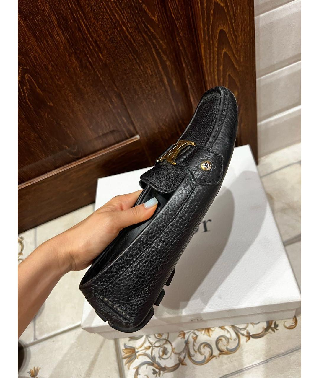 LOUIS VUITTON Черные кожаные мокасины, фото 6