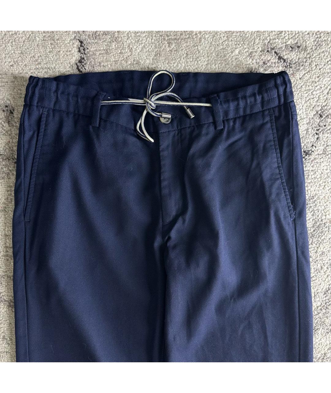 CANALI Темно-синие шерстяные повседневные брюки, фото 3