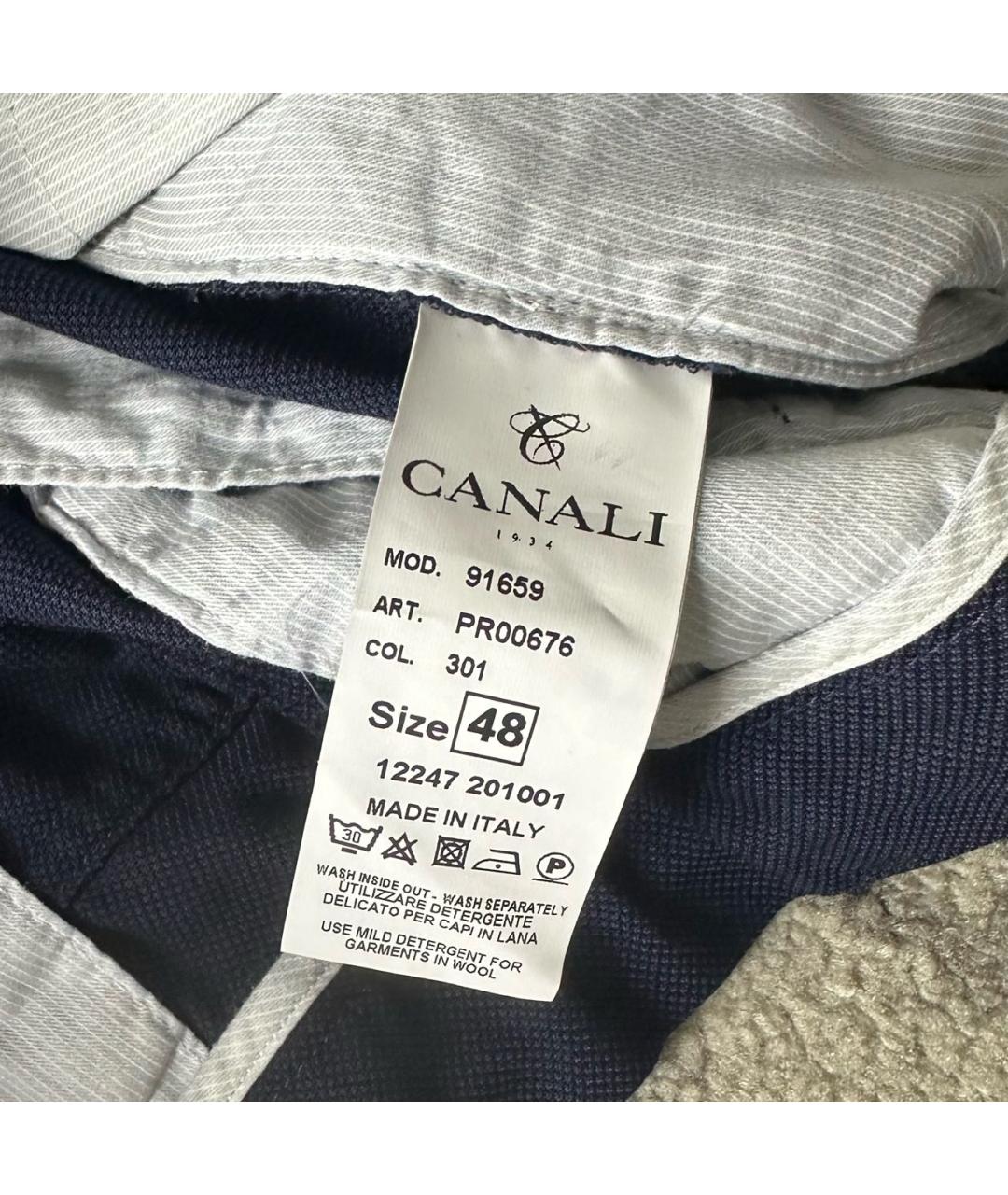 CANALI Темно-синие шерстяные повседневные брюки, фото 6