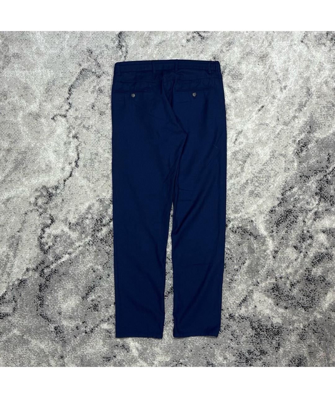 CANALI Темно-синие шерстяные повседневные брюки, фото 2