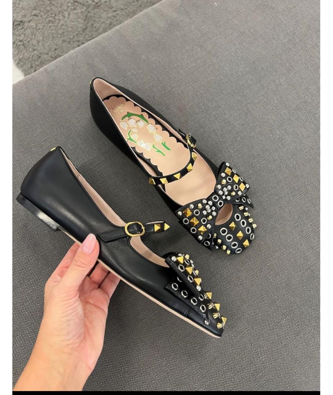 VALENTINO Черные кожаные балетки, фото 5