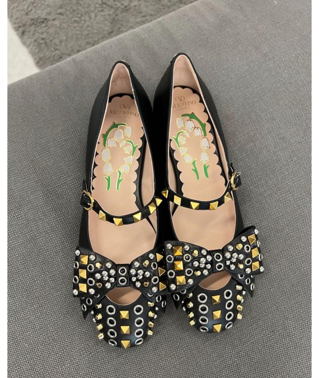 VALENTINO Черные кожаные балетки, фото 3