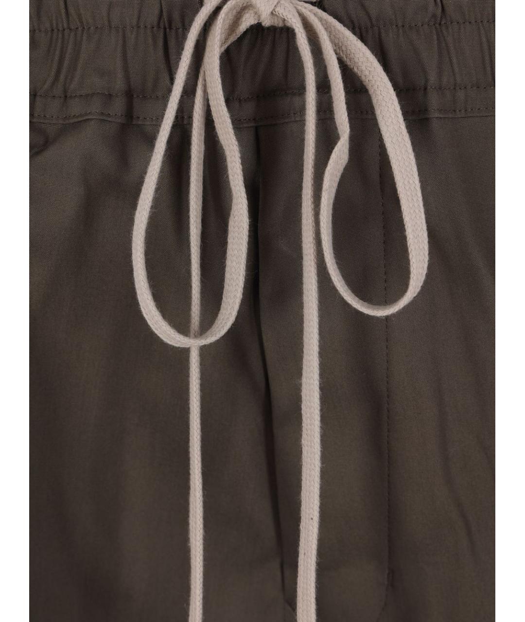 RICK OWENS Зеленые хлопковые повседневные брюки, фото 2