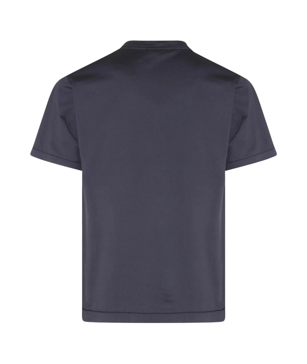 STONE ISLAND Темно-синяя хлопковая футболка, фото 2