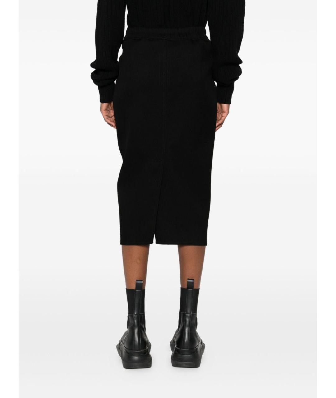 RICK OWENS Черная шерстяная юбка миди, фото 4