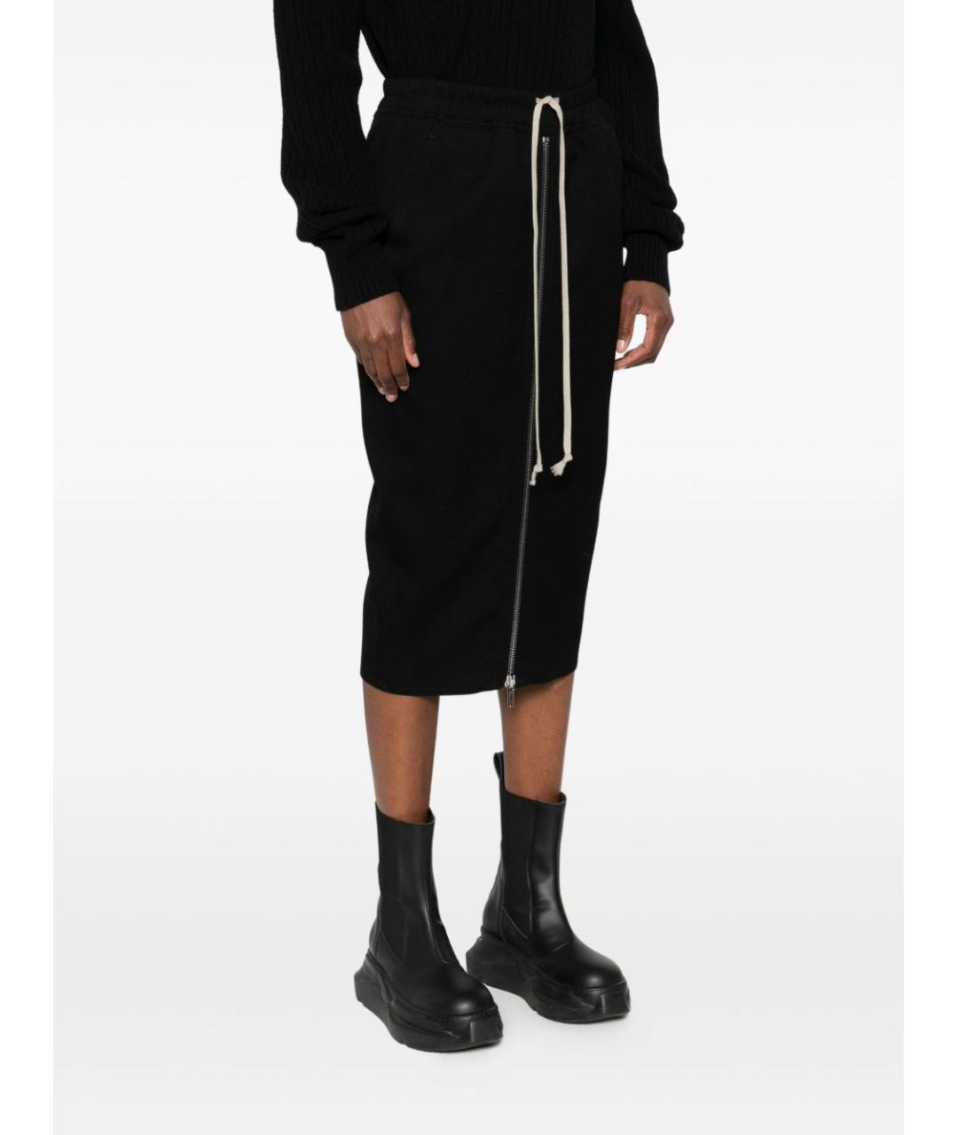 RICK OWENS Черная шерстяная юбка миди, фото 3