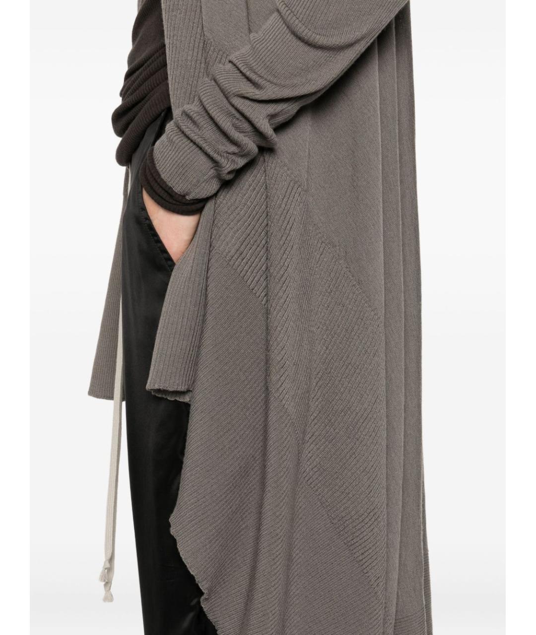 RICK OWENS Серый шерстяной кардиган, фото 5