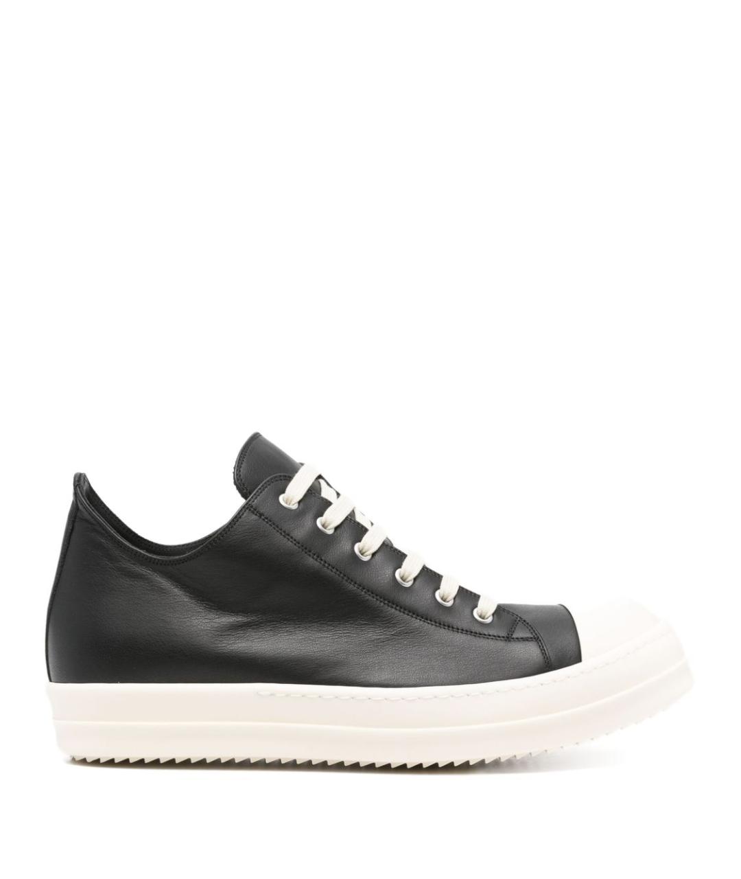 RICK OWENS Черные кожаные низкие кроссовки / кеды, фото 1