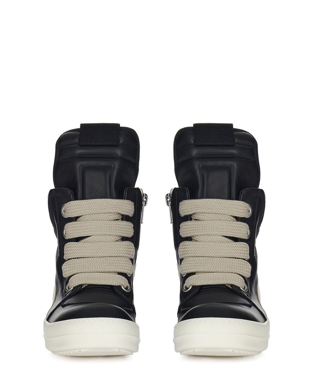 RICK OWENS Черные кожаные низкие кроссовки / кеды, фото 2