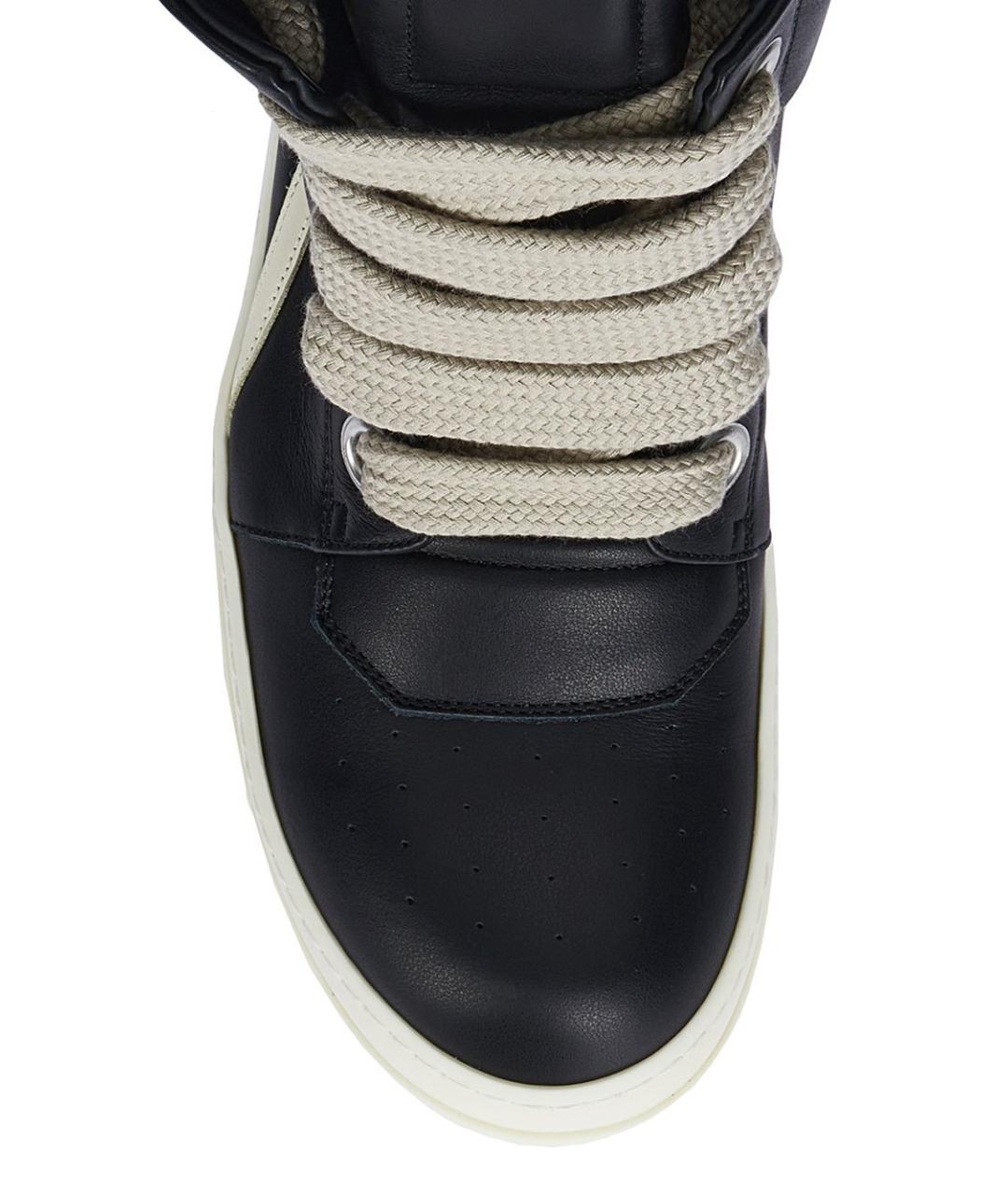 RICK OWENS Черные кожаные низкие кроссовки / кеды, фото 5