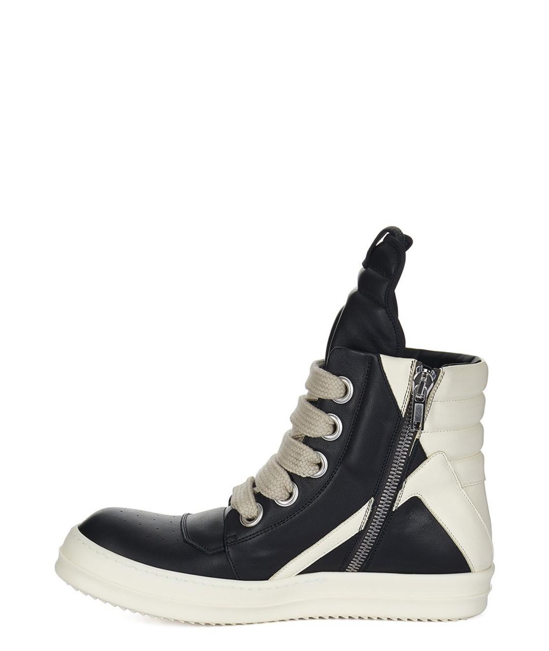 RICK OWENS Черные кожаные низкие кроссовки / кеды, фото 3