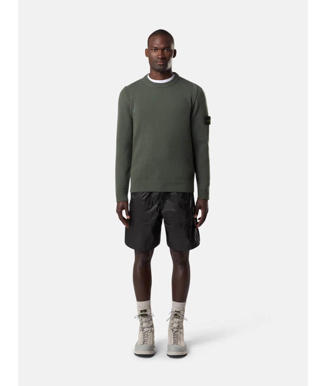 STONE ISLAND Зеленый шерстяной джемпер / свитер, фото 2