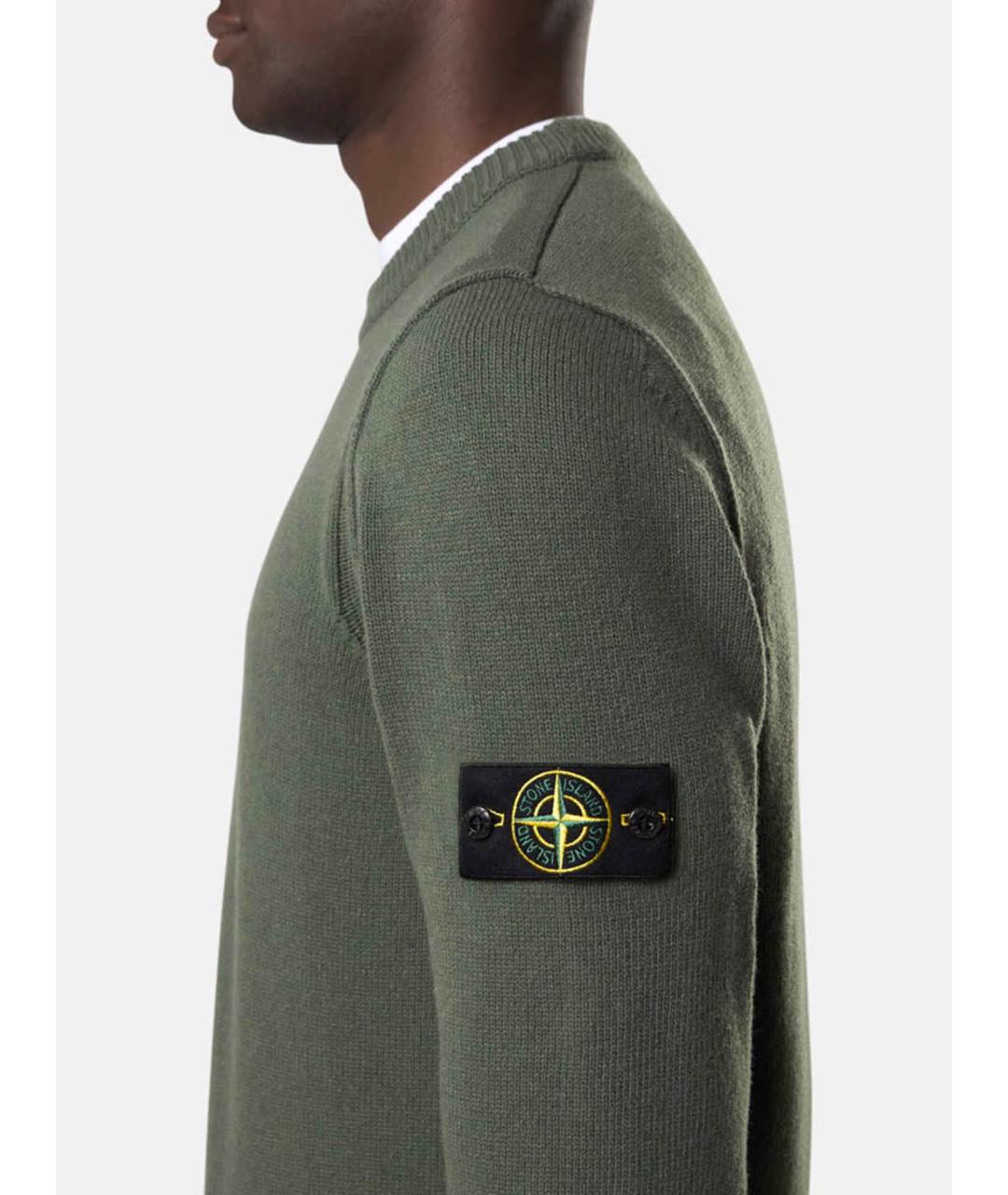 STONE ISLAND Зеленый шерстяной джемпер / свитер, фото 3