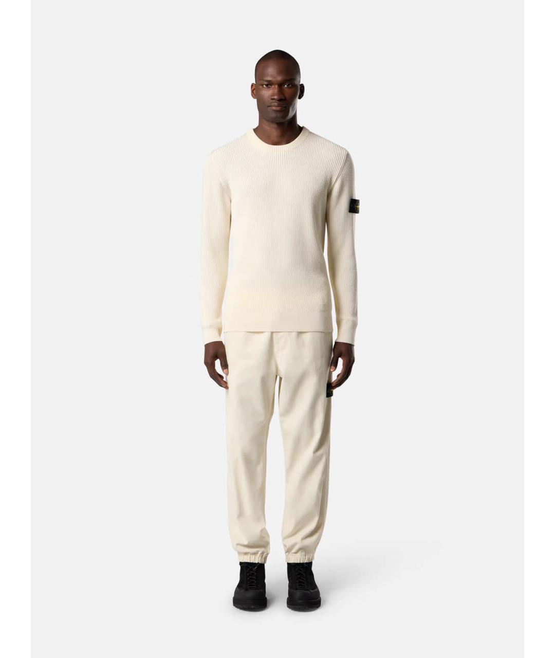 STONE ISLAND Бежевый шерстяной джемпер / свитер, фото 2