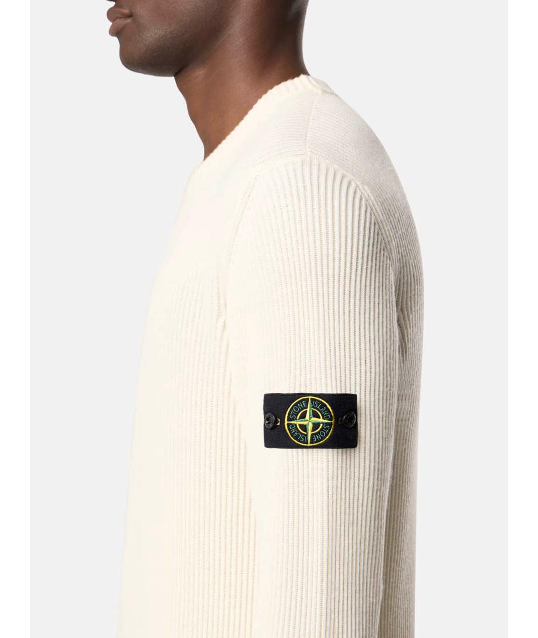 STONE ISLAND Бежевый шерстяной джемпер / свитер, фото 3