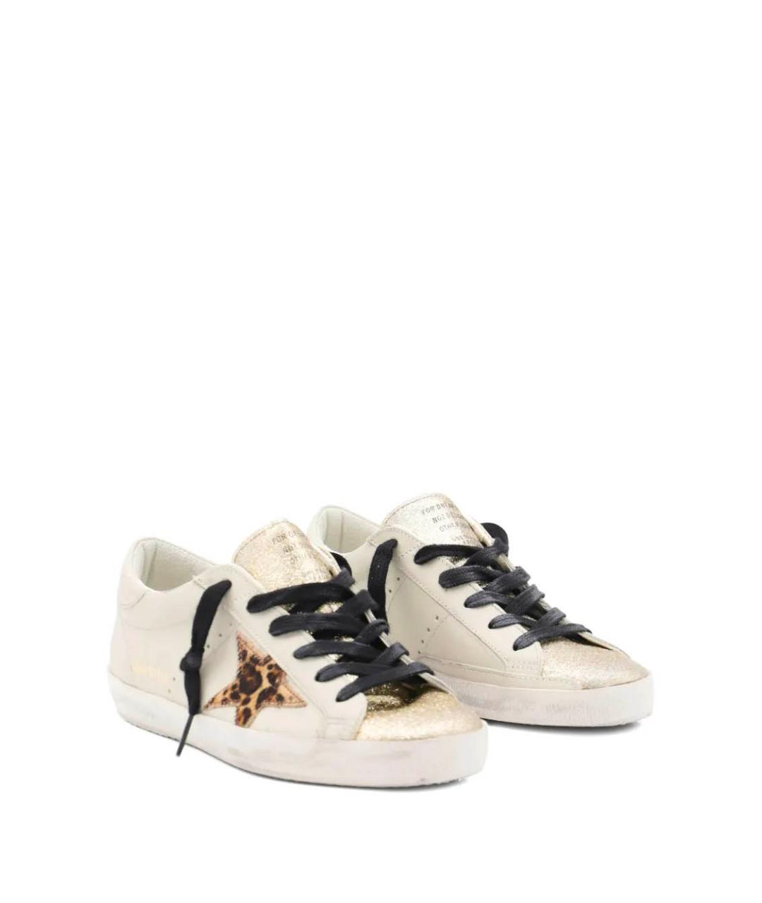 GOLDEN GOOSE DELUXE BRAND Бежевые кожаные кеды, фото 2
