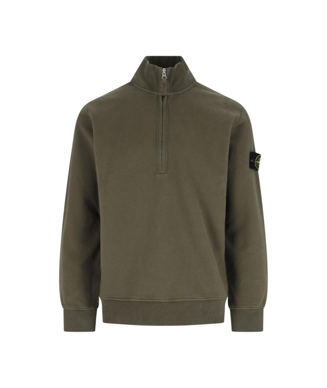 STONE ISLAND Зеленая хлопковая водолазка, фото 1