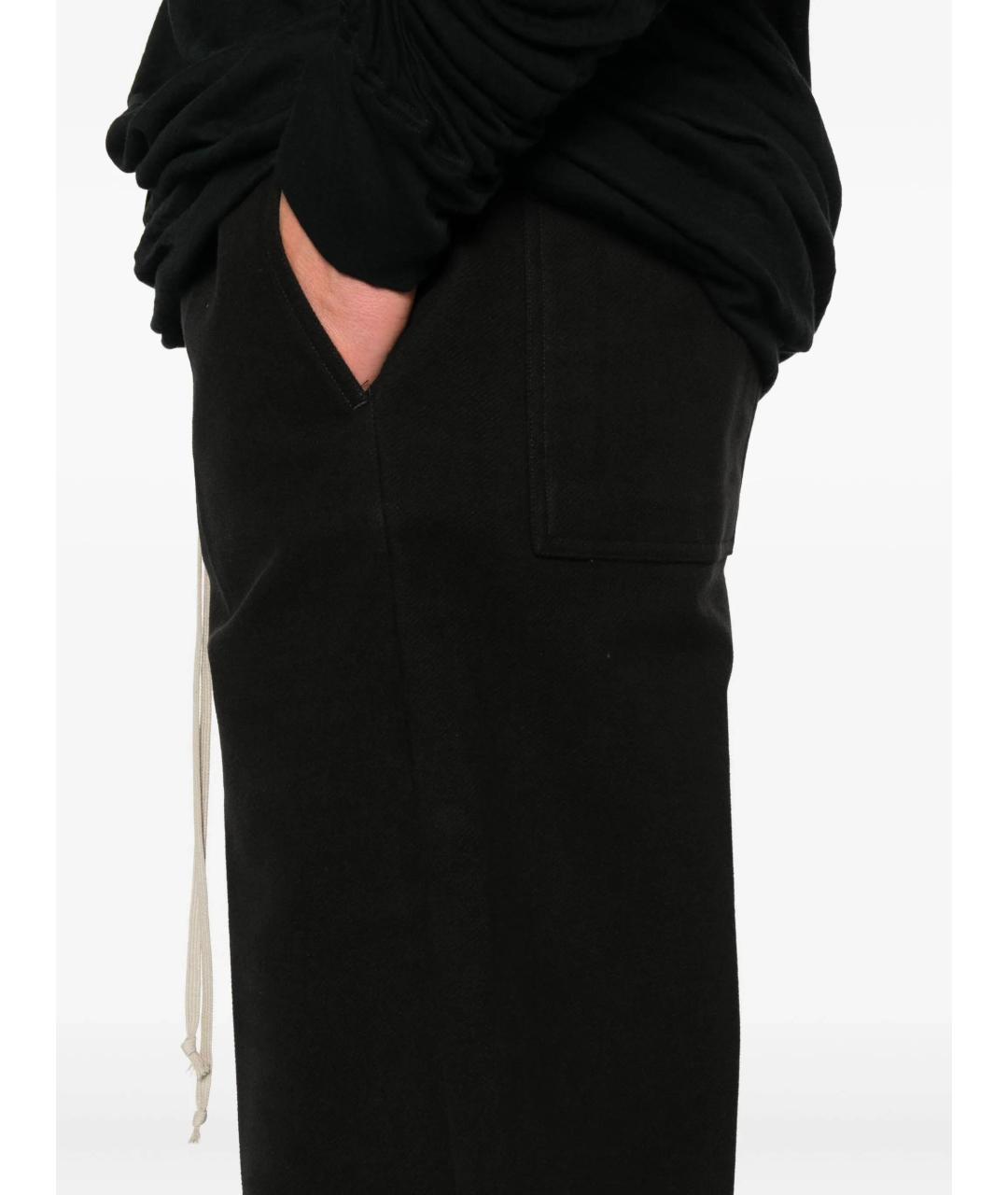 RICK OWENS Черные хлопковые повседневные брюки, фото 5