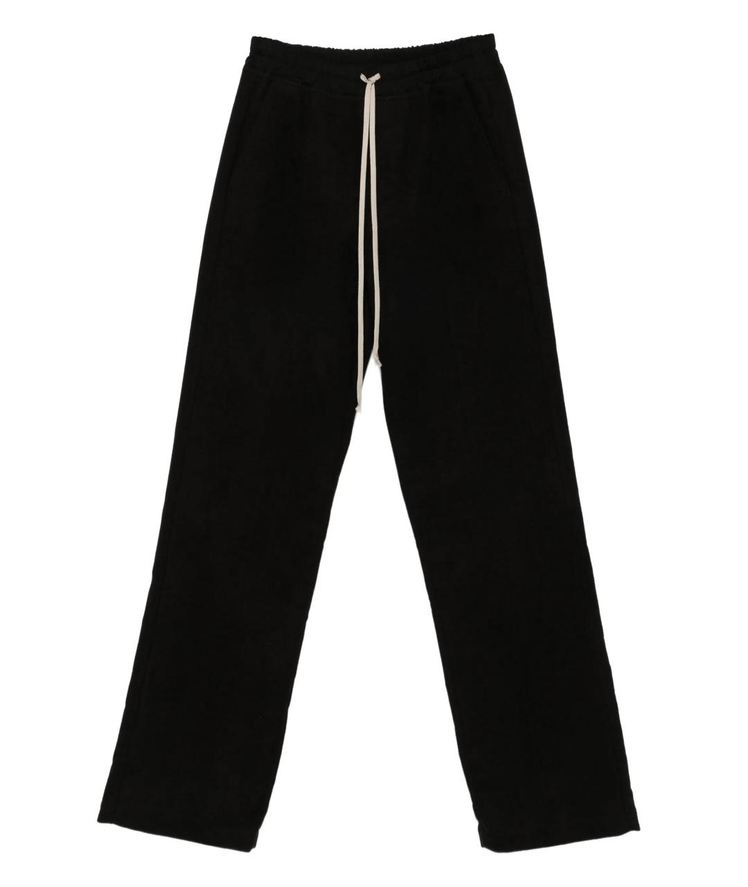 RICK OWENS Черные хлопковые повседневные брюки, фото 1