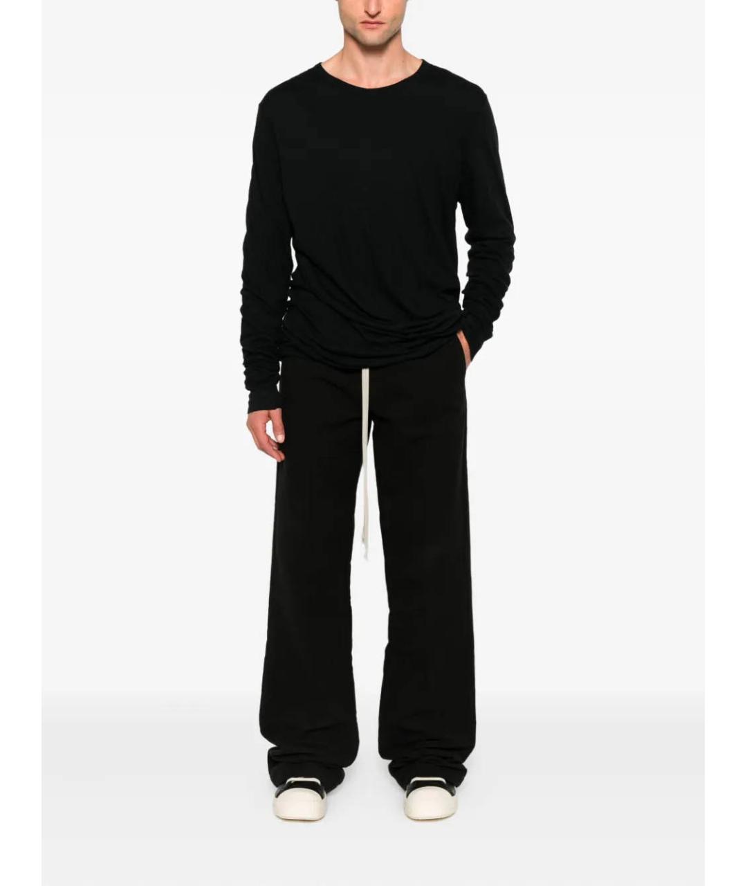 RICK OWENS Черные хлопковые повседневные брюки, фото 2